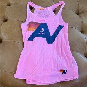 Aviator nation Pink Racerback Logo Tank Top